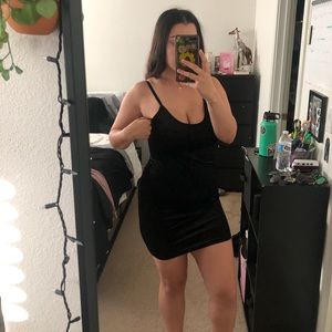Black velvet mini dress